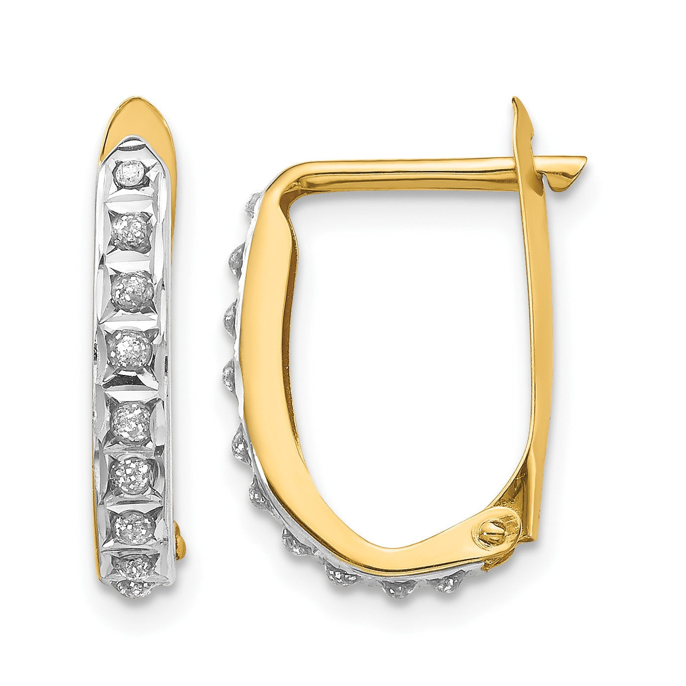 14k Diamond Fascination Diamond Dust/Accent 2x16mm Oval Hinged Hoop Earrings