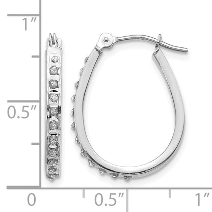 14k White Gold Diamond Fascination Daimond Dust/Accent 2x18mm Oval Hoop Earrings