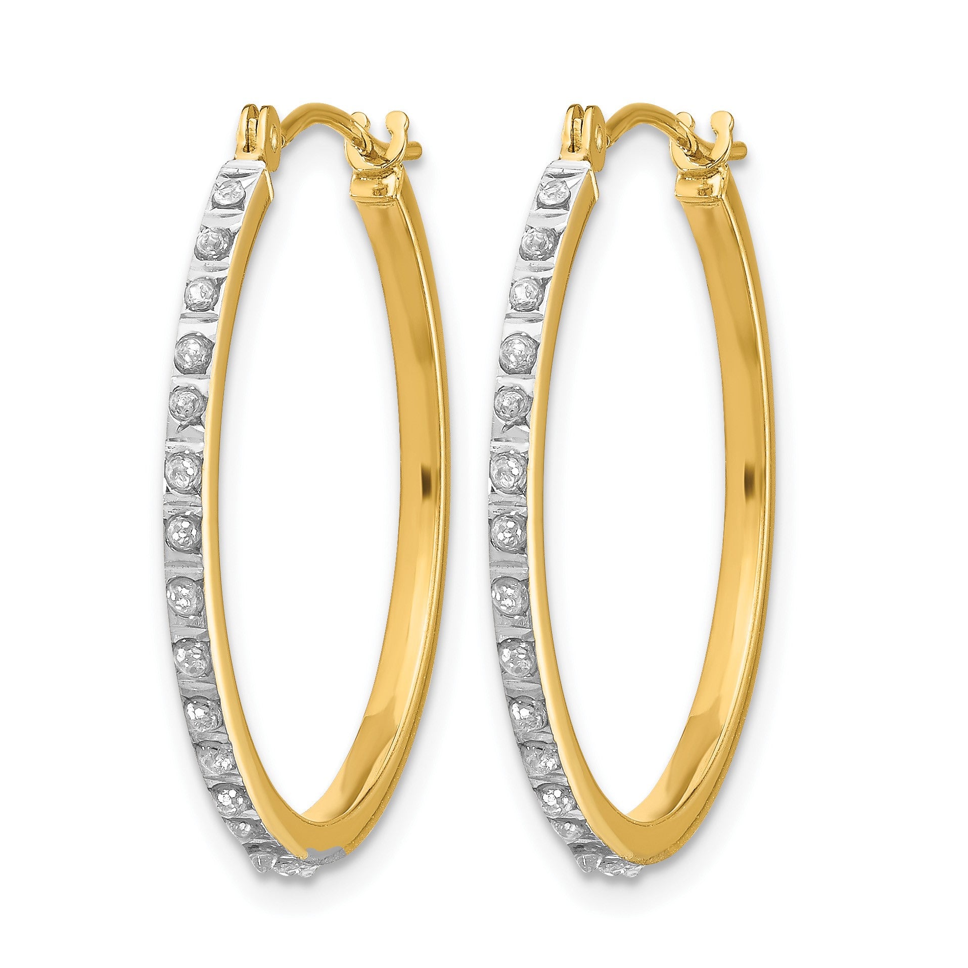 14k Diamond Fascination Diamond Dust/Accent  2x26mm Round Hoop Earrings