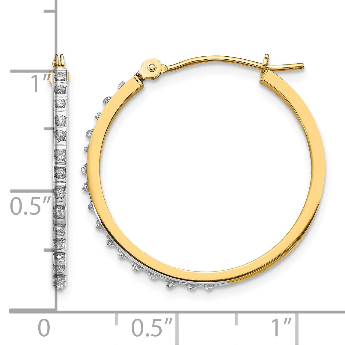14k Diamond Fascination Diamond Dust/Accent  2x26mm Round Hoop Earrings