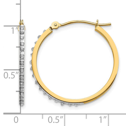 14k Diamond Fascination Diamond Dust/Accent  2x26mm Round Hoop Earrings