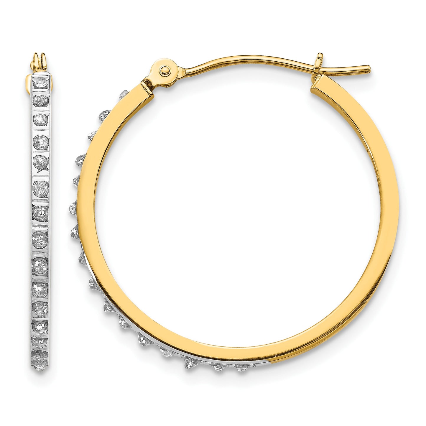 14k Diamond Fascination Diamond Dust/Accent  2x26mm Round Hoop Earrings