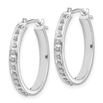 14k White Gold Diamond Fascination Diamond Dust/Accent 3x21mm Round Hoop Earrings