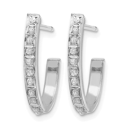 14k White Gold Diamond Fascination Diamond Dust/Accent J-Hoop Post Earrings