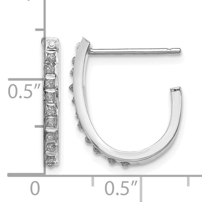 14k White Gold Diamond Fascination Diamond Dust/Accent J-Hoop Post Earrings