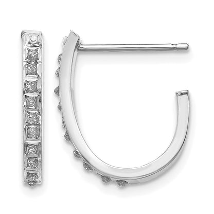 14k White Gold Diamond Fascination Diamond Dust/Accent J-Hoop Post Earrings