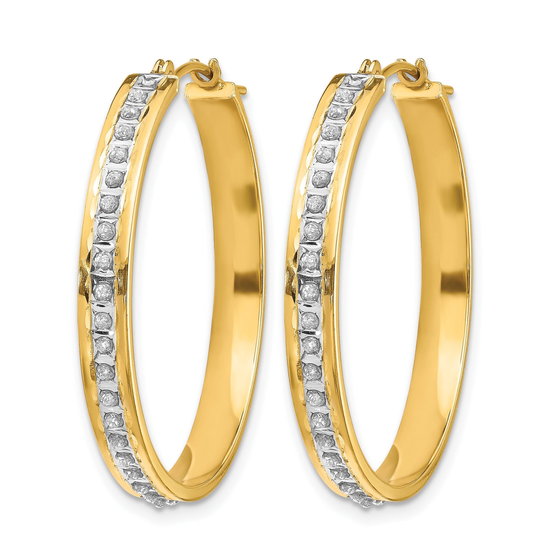 14k Diamond Fascination Diamond Dust/Accent 4x31mm Round Hoop Earrings