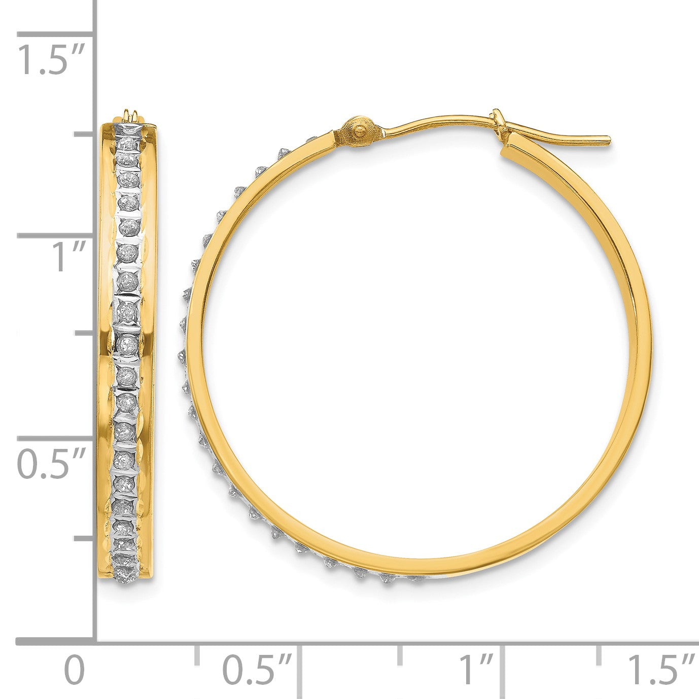 14k Diamond Fascination Diamond Dust/Accent 4x31mm Round Hoop Earrings
