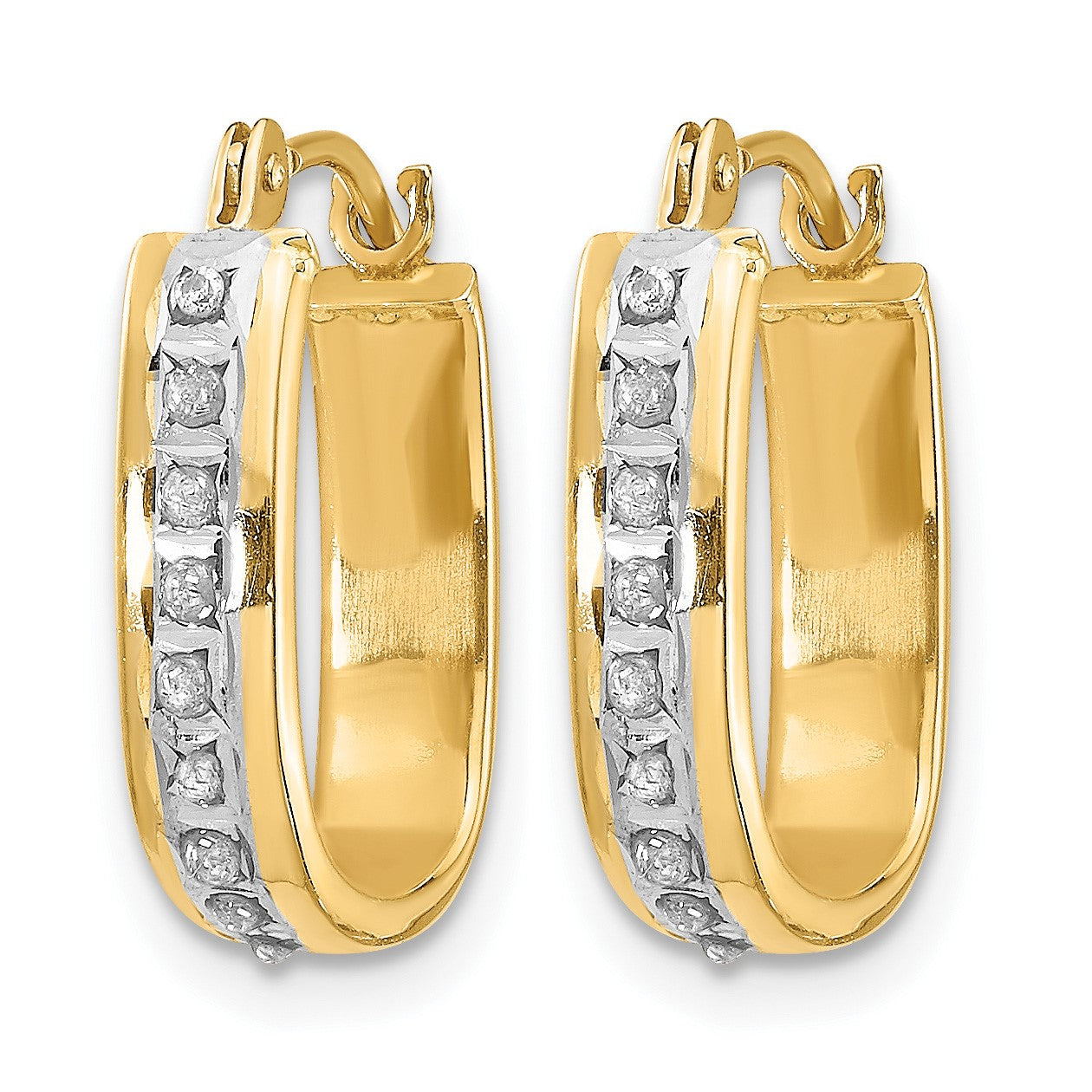 14k Diamond Fascination Diamond Dust/Accent 4x16mm Oval Hoop Earrings