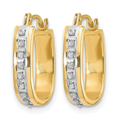 14k Diamond Fascination Diamond Dust/Accent 4x16mm Oval Hoop Earrings