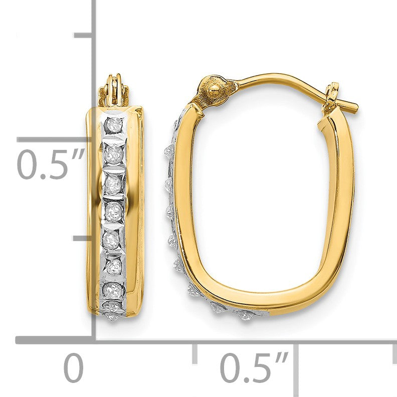 14k Diamond Fascination Diamond Dust/Accent 4x16mm Oval Hoop Earrings