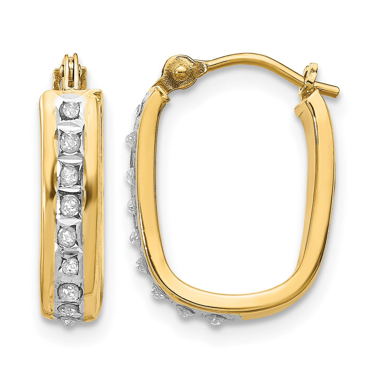 14k Diamond Fascination Diamond Dust/Accent 4x16mm Oval Hoop Earrings