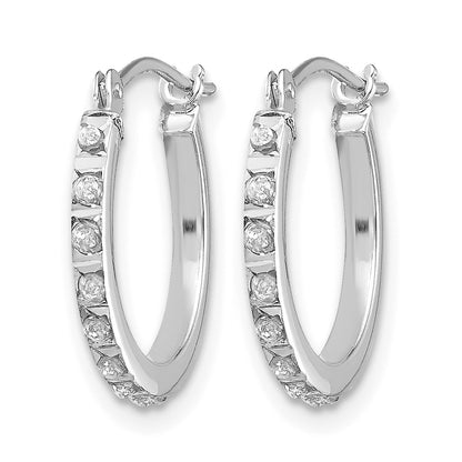 14k White Gold Diamond Fascination Diamond Dust/Accent 1x15mm Round Hoop Earrings