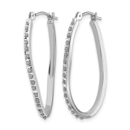 14k White Gold Diamond Fascination Diamond Dust/Accent 1x30mm Oval Twist  Hoop Earrings
