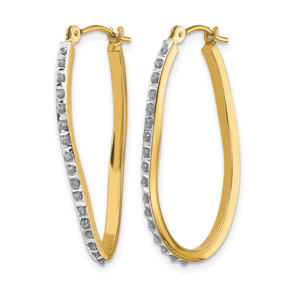 14k Diamond Fascination Diamond Dust/Accent 1x30mm Oval Twist Hoop Earrings