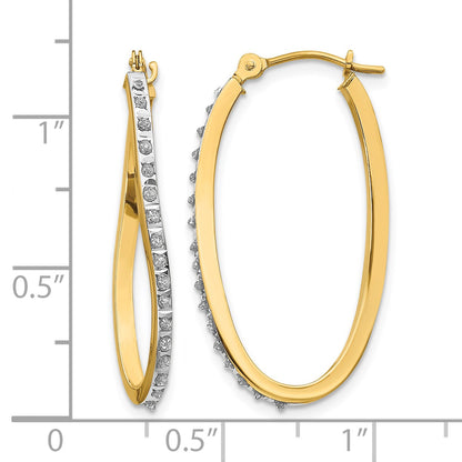 14k Diamond Fascination Diamond Dust/Accent 1x30mm Oval Twist Hoop Earrings
