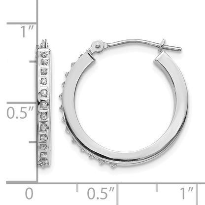 14k White Gold Diamond Fascination Diamond Dust/Accent 2x21mm Round Hoop Earrings