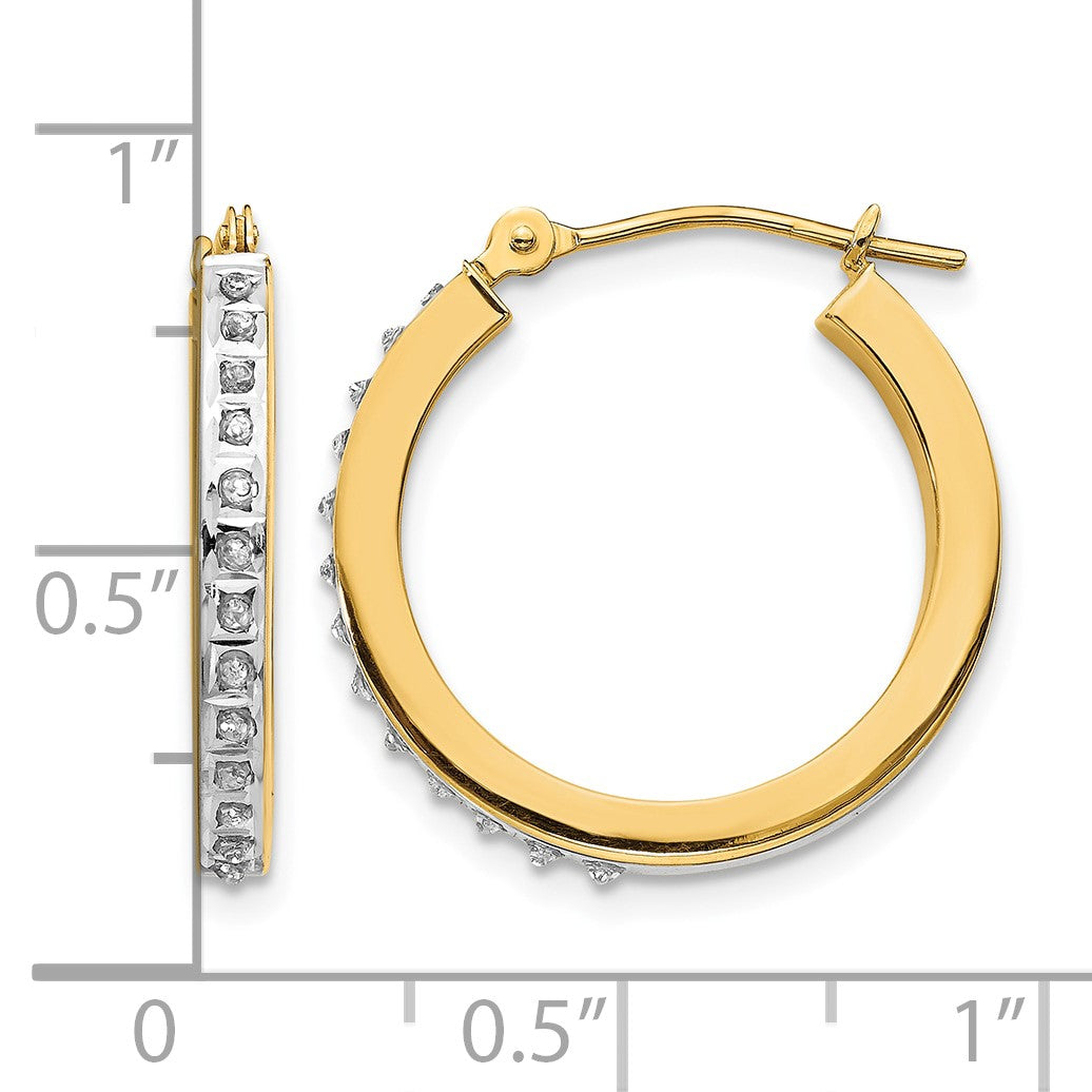 14k Diamond Fascination Diamond Dust/Accent 2x21mm Round Hoop Earrings