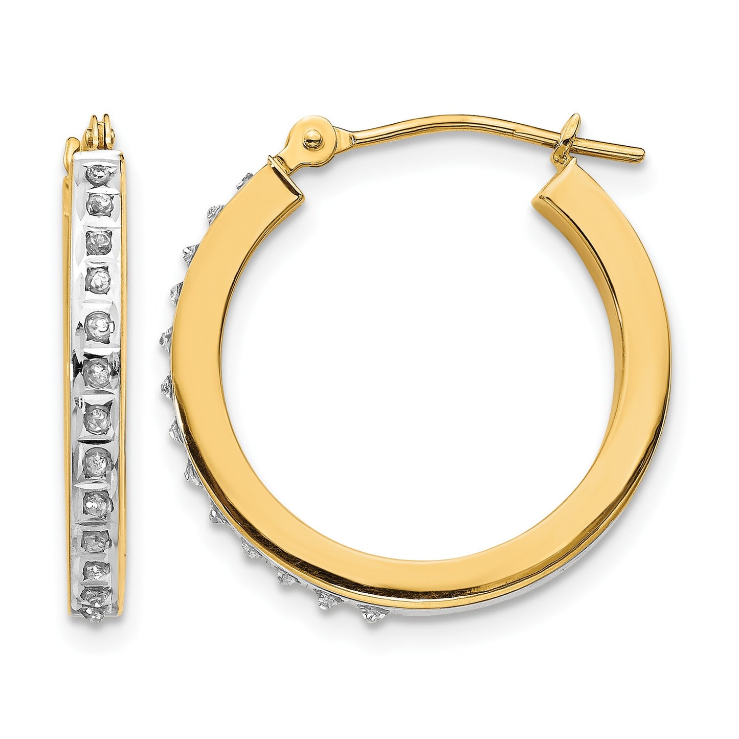 14k Diamond Fascination Diamond Dust/Accent 2x21mm Round Hoop Earrings