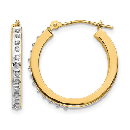 14k Diamond Fascination Diamond Dust/Accent 2x21mm Round Hoop Earrings