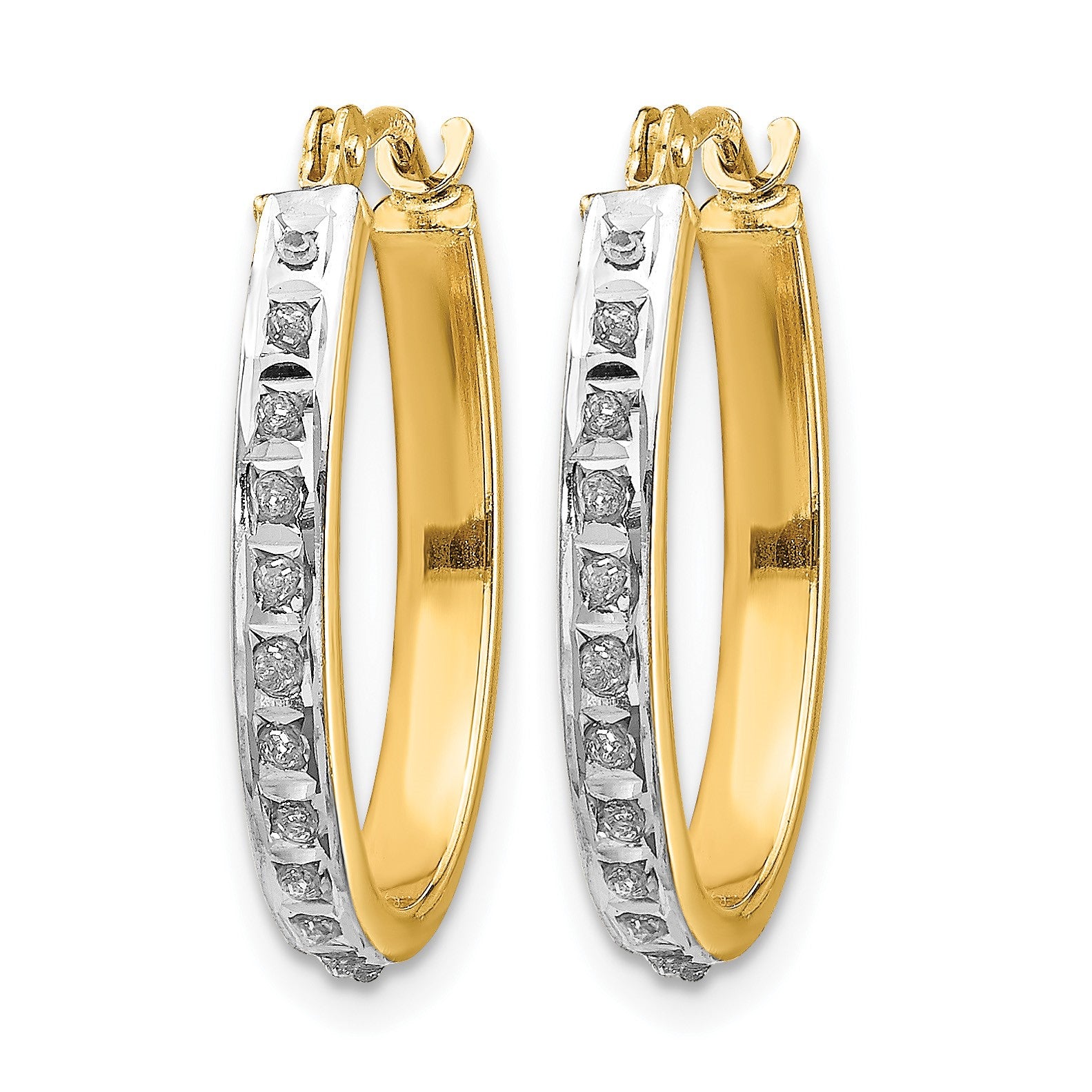 14k Diamond Fascination Diamond Dust/Accent 2x19mm Oval Hoop Earrings