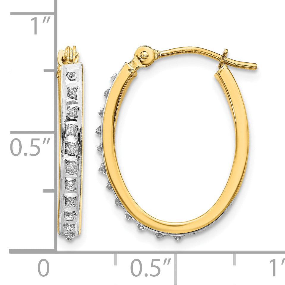 14k Diamond Fascination Diamond Dust/Accent 2x19mm Oval Hoop Earrings