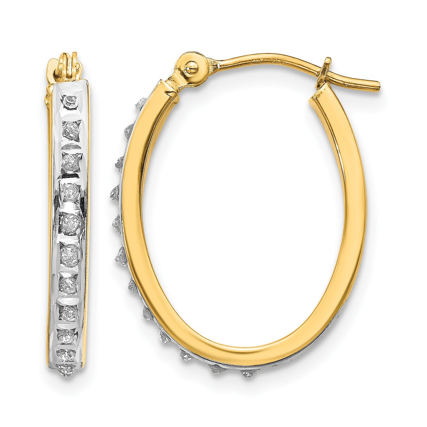 14k Diamond Fascination Diamond Dust/Accent 2x19mm Oval Hoop Earrings