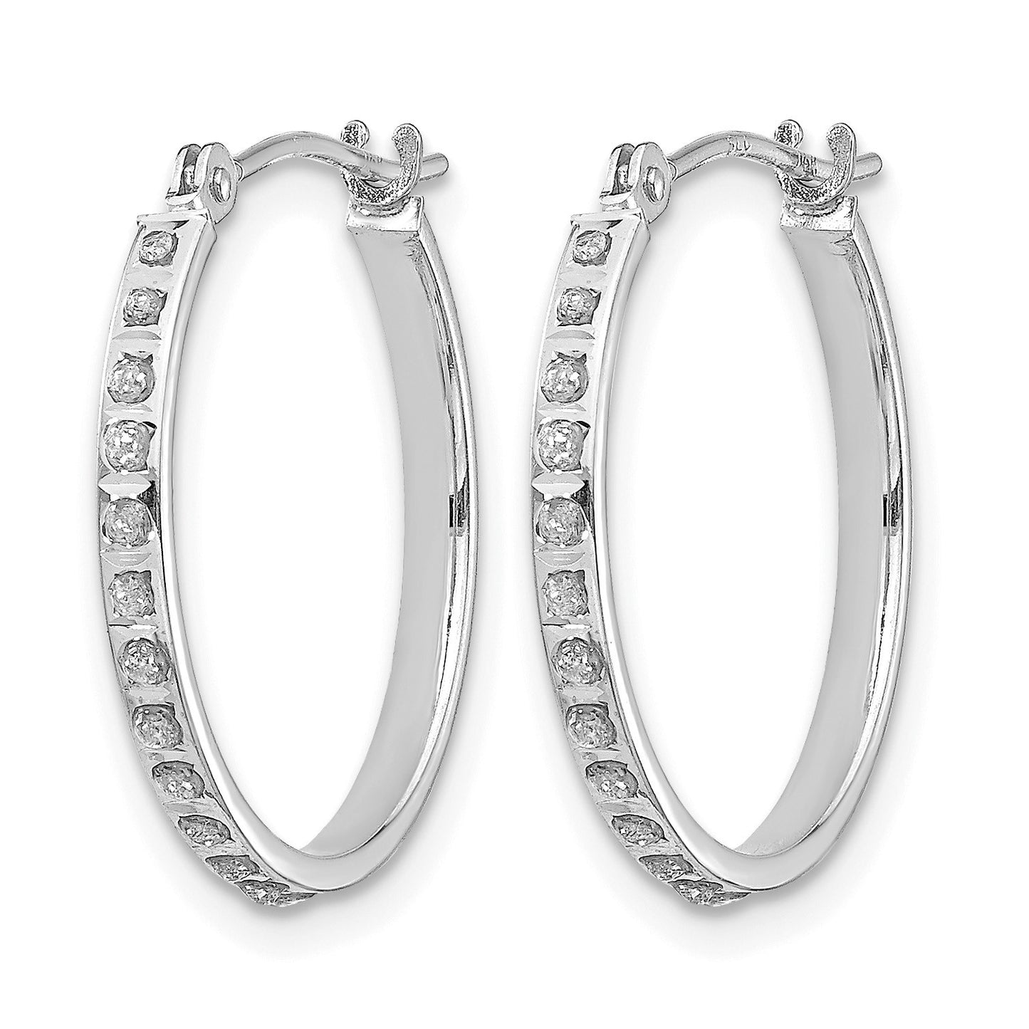14k White Gold Diamond Fascination Diamond Dust/Accent 2x20mm Round Hoop Earrings