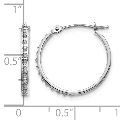 14k White Gold Diamond Fascination Diamond Dust/Accent 2x20mm Round Hoop Earrings
