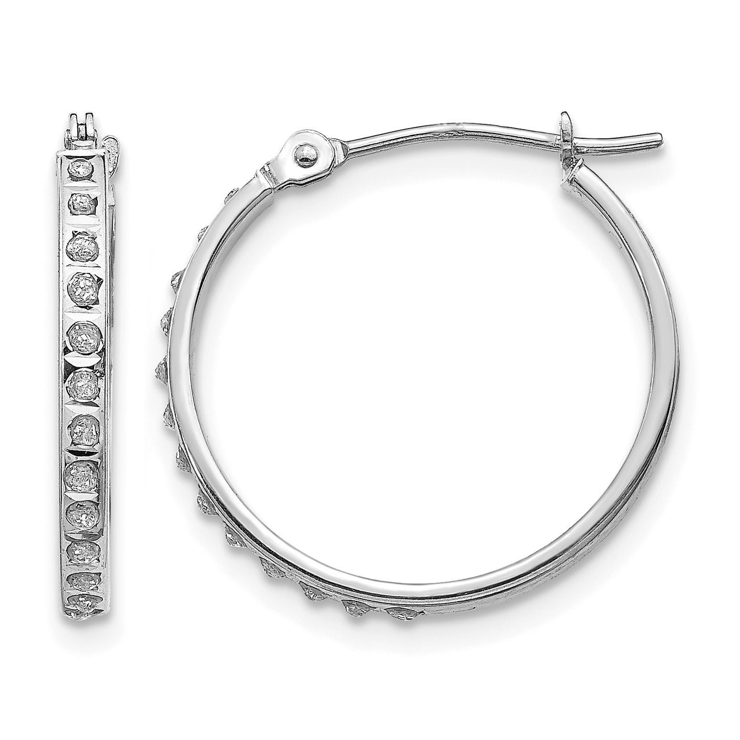 14k White Gold Diamond Fascination Diamond Dust/Accent 2x20mm Round Hoop Earrings