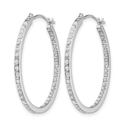 14k White Gold Diamond Fascination Diamond Dust/Accent 2x30mm Round Hoop Earrings