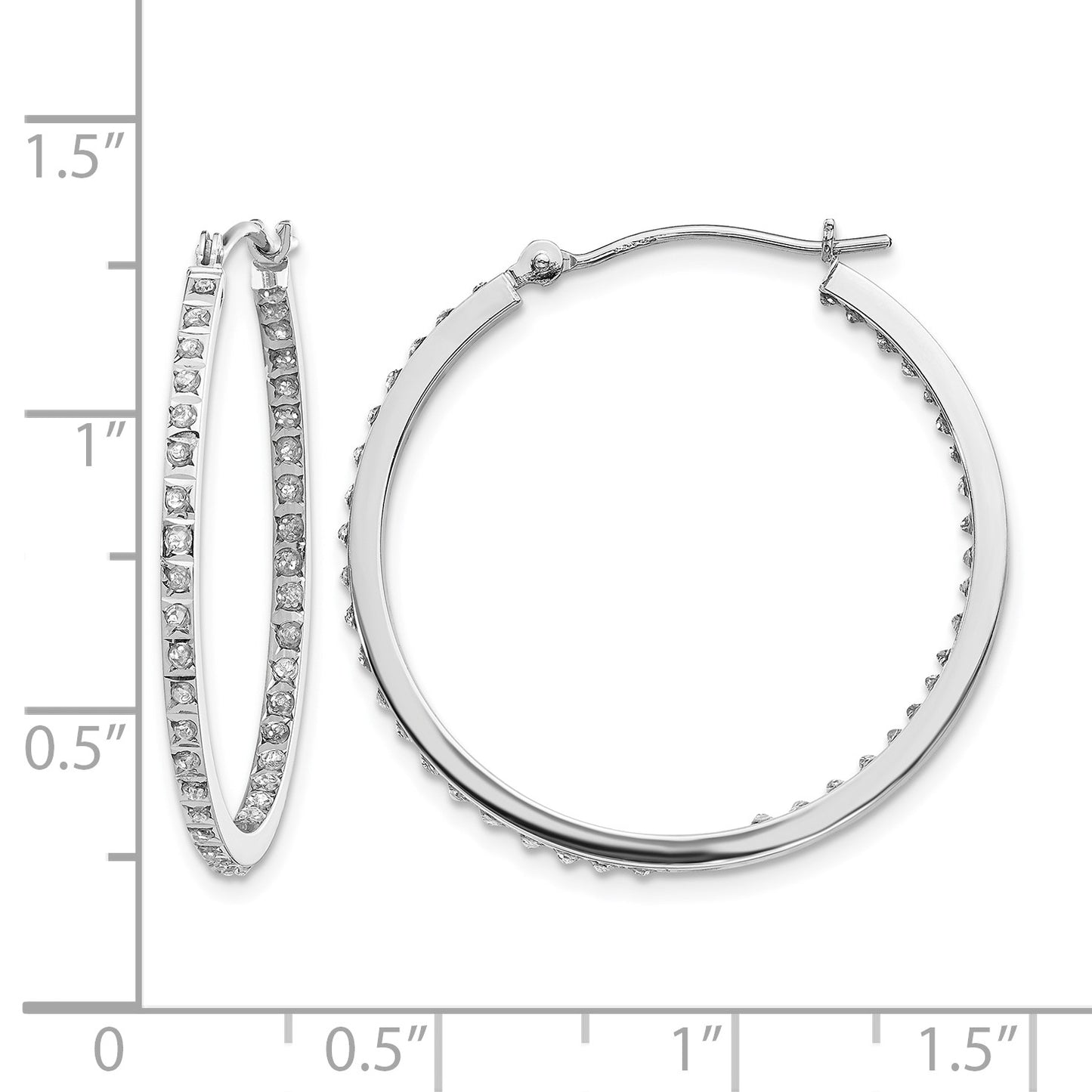 14k White Gold Diamond Fascination Diamond Dust/Accent 2x30mm Round Hoop Earrings