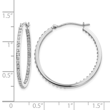 14k White Gold Diamond Fascination Diamond Dust/Accent 2x30mm Round Hoop Earrings