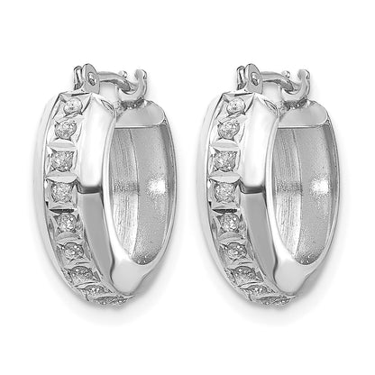 14k White Gold Diamond Fascination Dia. Dust/Accent 5x16mm Round Hoop Earrings