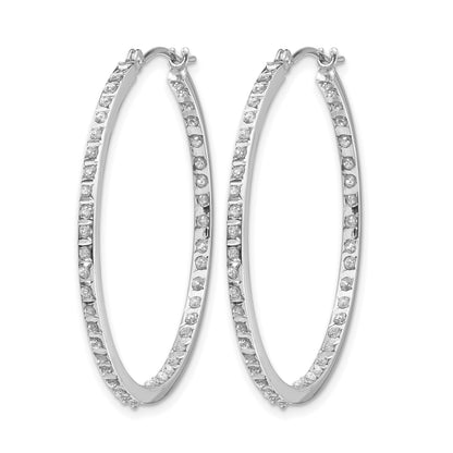 14k White Gold Diamond Fascination Diamond Dust/Accent 2x25mm Round In/Out Hoop Earrings