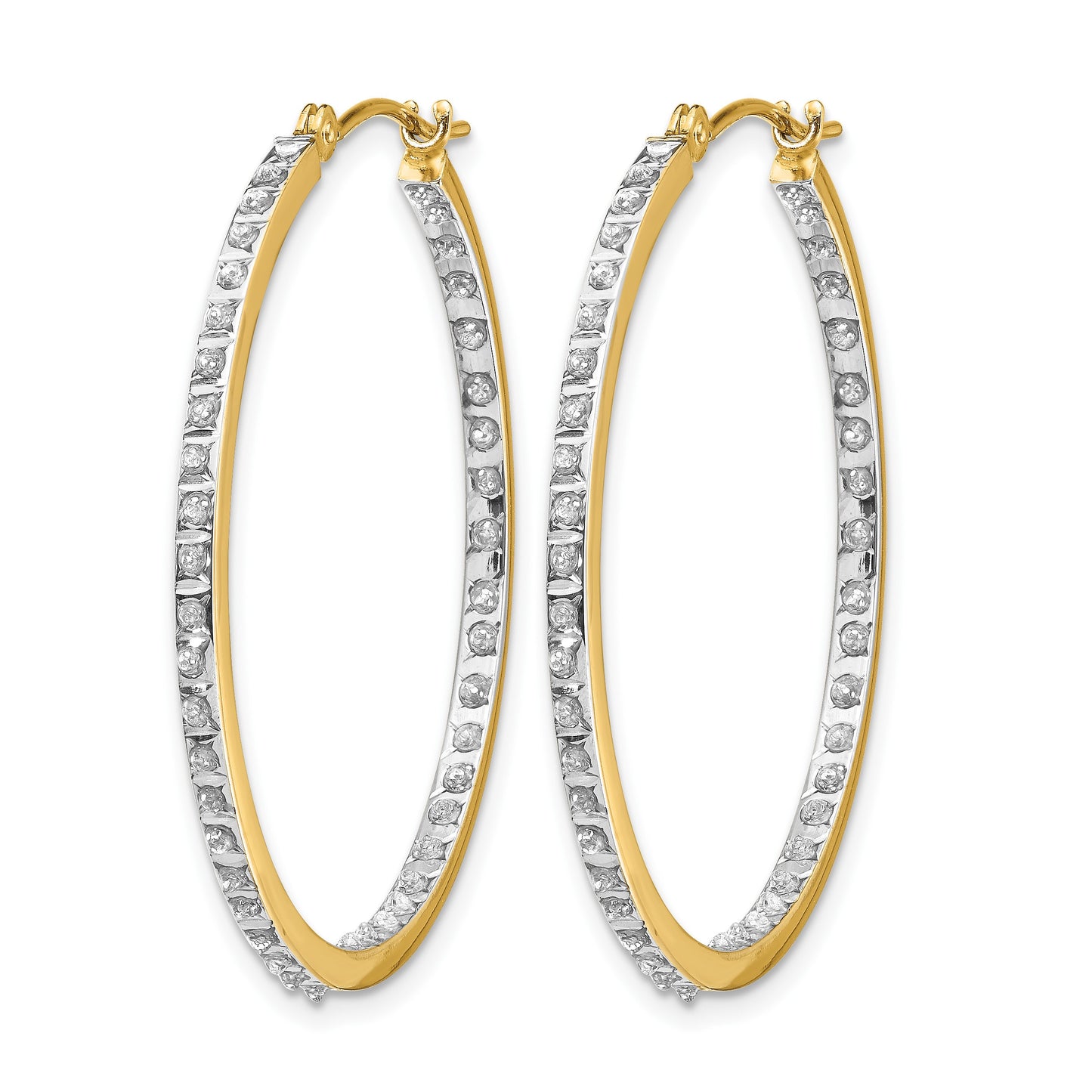 14k Diamond Fascination Diamond Dust/Accent 2x35mm Round In/Out Hoop Earrings