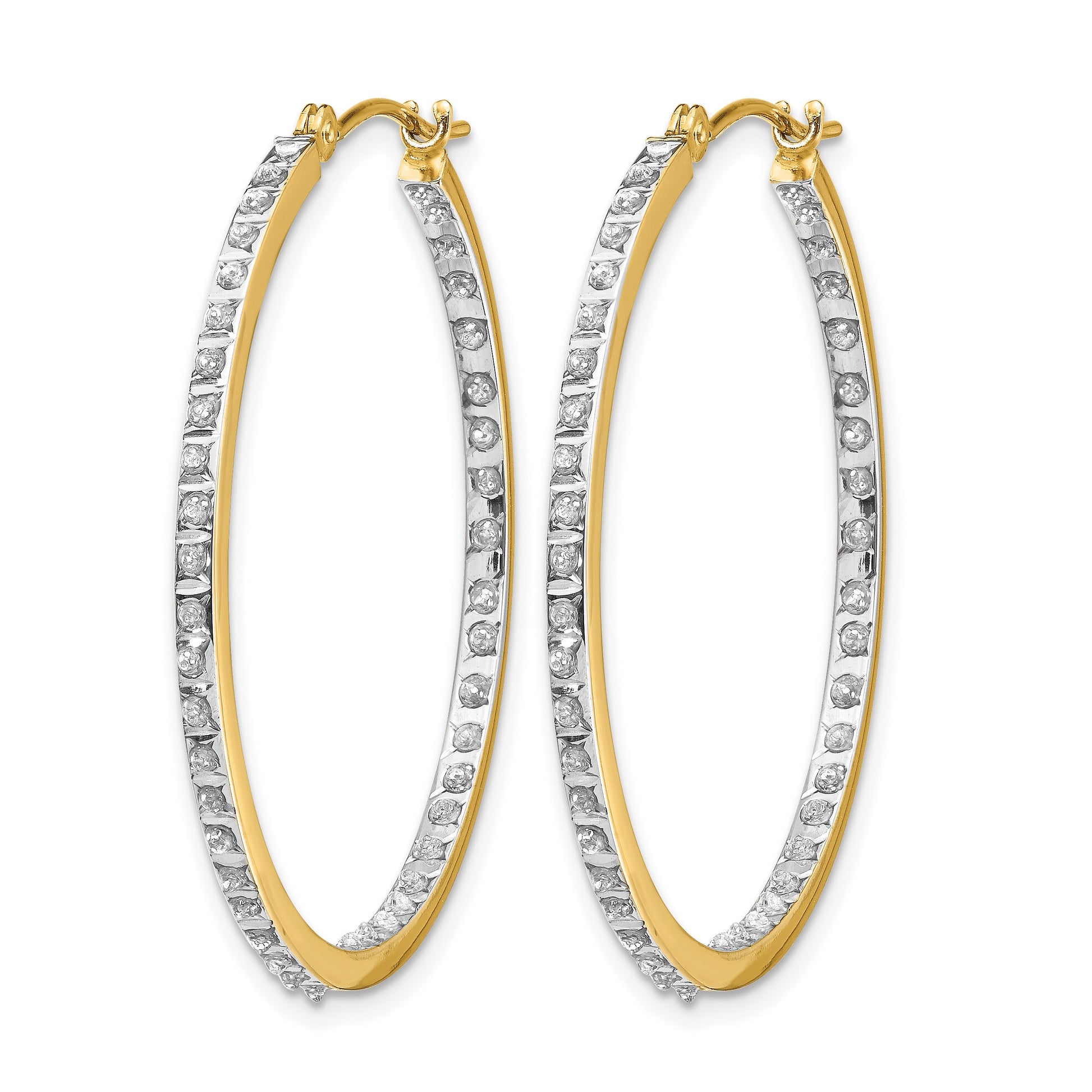 14k Diamond Fascination Diamond Dust/Accent 2x35mm Round In/Out Hoop Earrings
