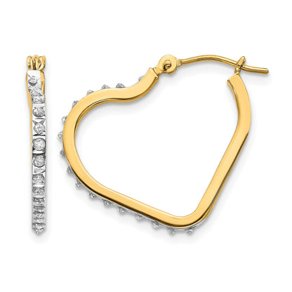 14k Diamond Fascination Diamond Dust/Accent Heart Hoop Earrings
