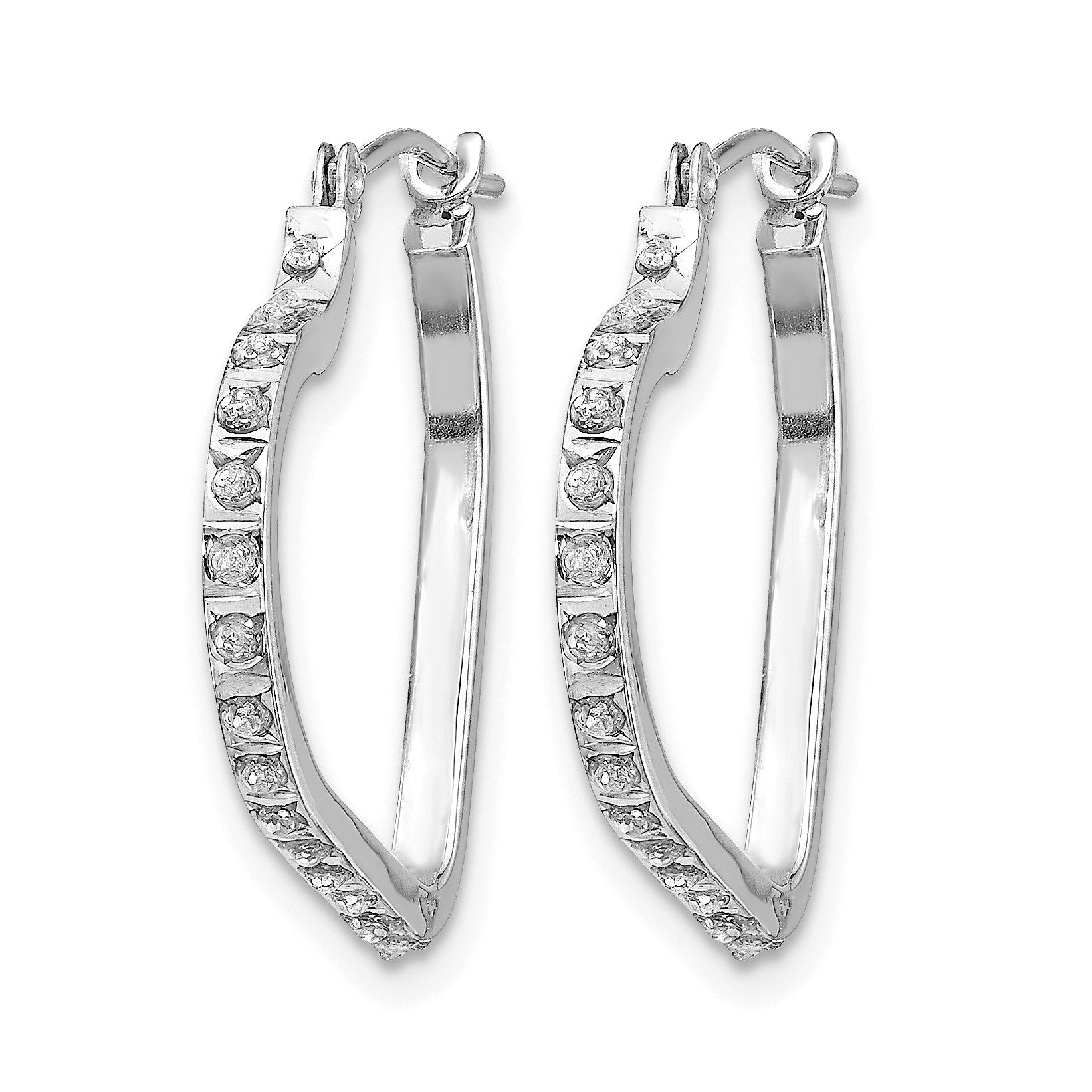 14k White Gold Diamond Fascination Diamond Dust/Accent Heart Hoop Earrings