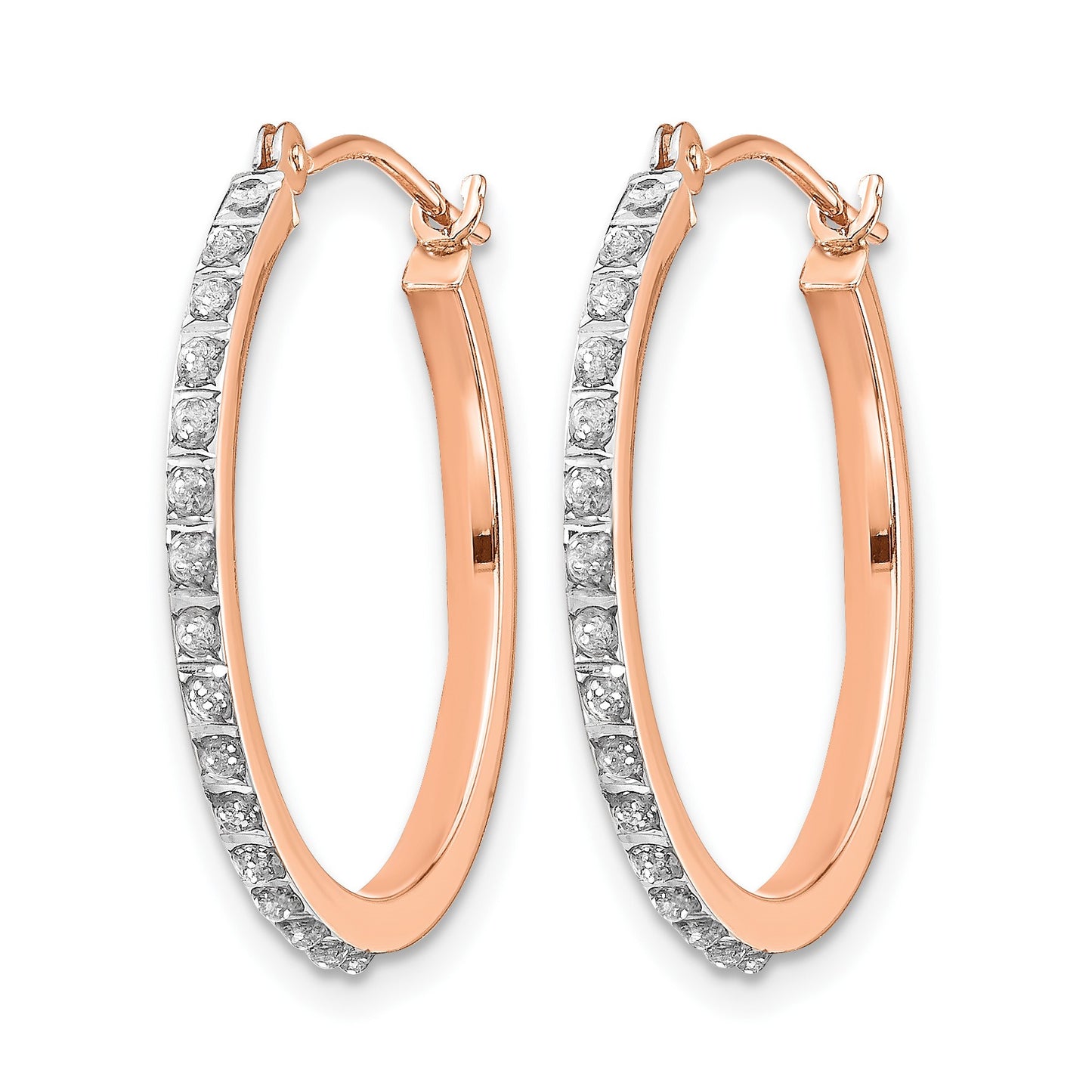 14k Rose Gold Diamond Fascination Diamond Dust/Accent 2x25mm Round Hoop Earrings