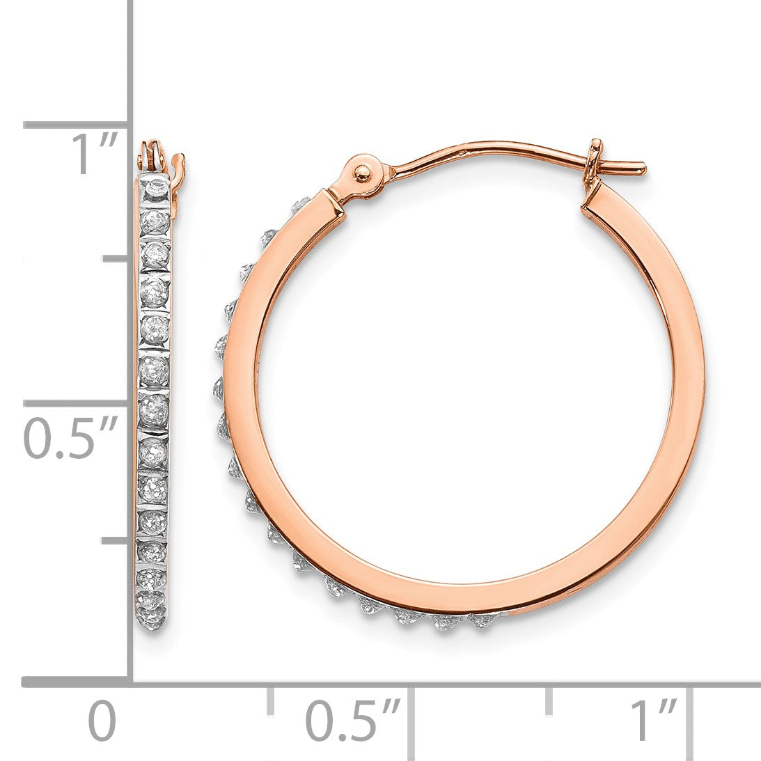 14k Rose Gold Diamond Fascination Diamond Dust/Accent 2x25mm Round Hoop Earrings