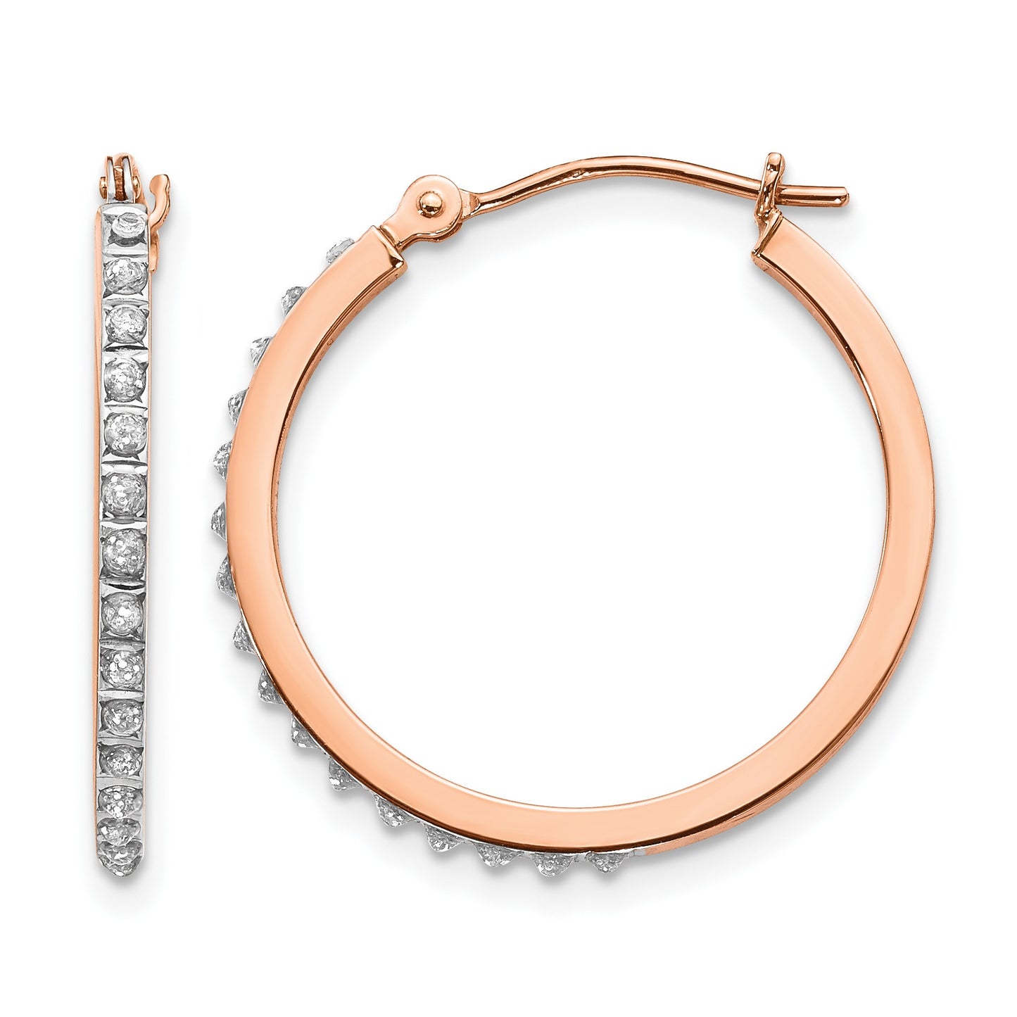 14k Rose Gold Diamond Fascination Diamond Dust/Accent 2x25mm Round Hoop Earrings