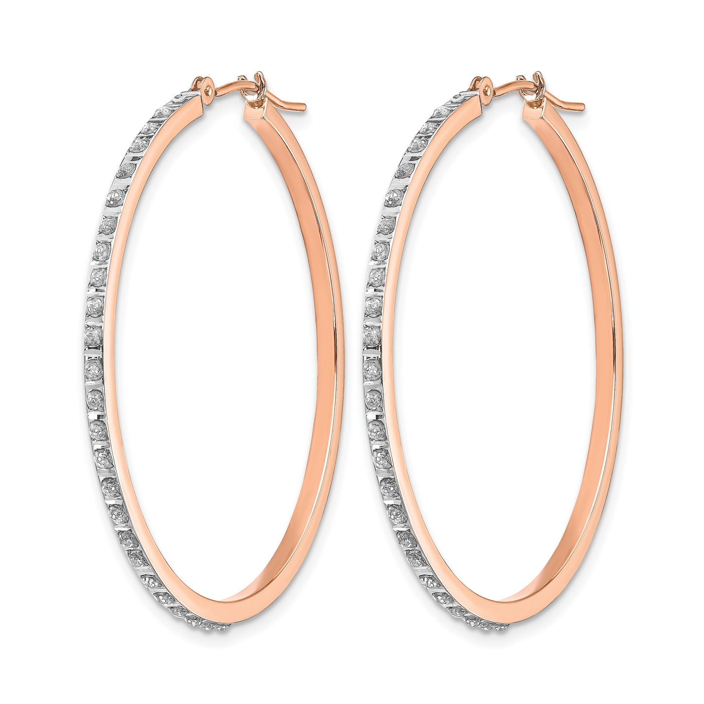 14k Rose Gold Diamond Fascination Diamond Dust/Accent 2x40mm Round Hoop Earrings