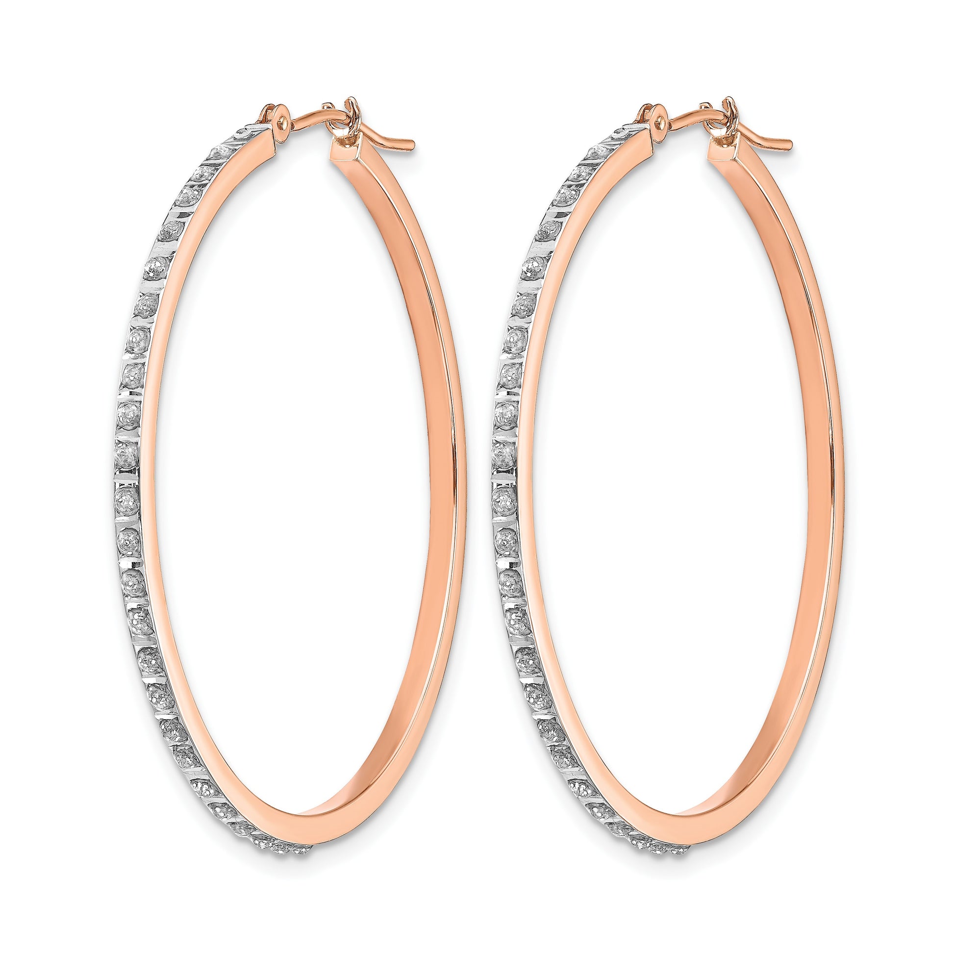 14k Rose Gold Diamond Fascination Diamond Dust/Accent 2x40mm Round Hoop Earrings
