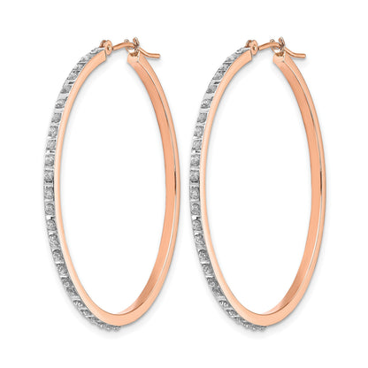 14k Rose Gold Diamond Fascination Diamond Dust/Accent 2x40mm Round Hoop Earrings