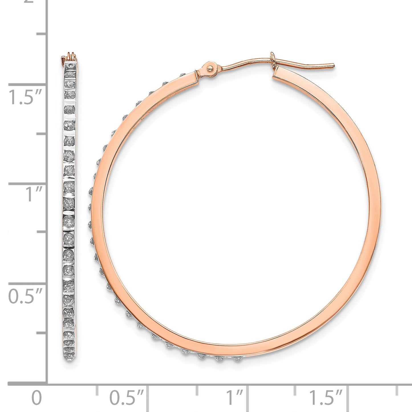 14k Rose Gold Diamond Fascination Diamond Dust/Accent 2x40mm Round Hoop Earrings