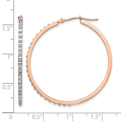 14k Rose Gold Diamond Fascination Diamond Dust/Accent 2x40mm Round Hoop Earrings