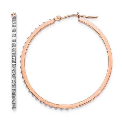 14k Rose Gold Diamond Fascination Diamond Dust/Accent 2x40mm Round Hoop Earrings
