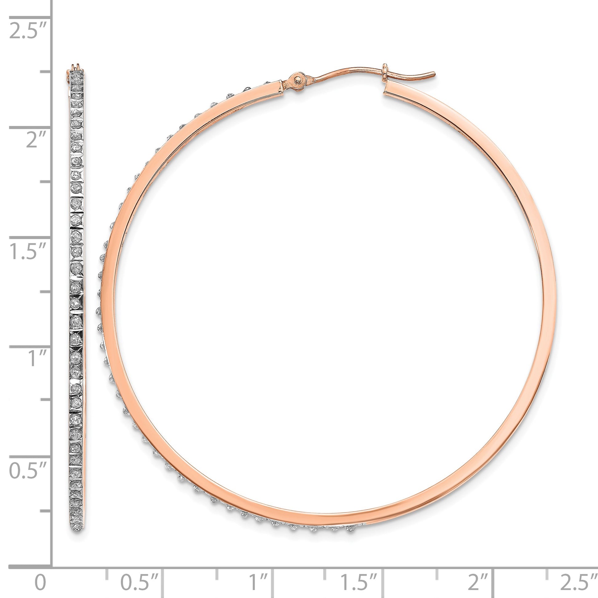 14k Rose Gold Diamond Fascination Diamond Dust/Accent 2x52mm Round Hoop Earrings