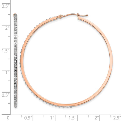 14k Rose Gold Diamond Fascination Diamond Dust/Accent 2x52mm Round Hoop Earrings